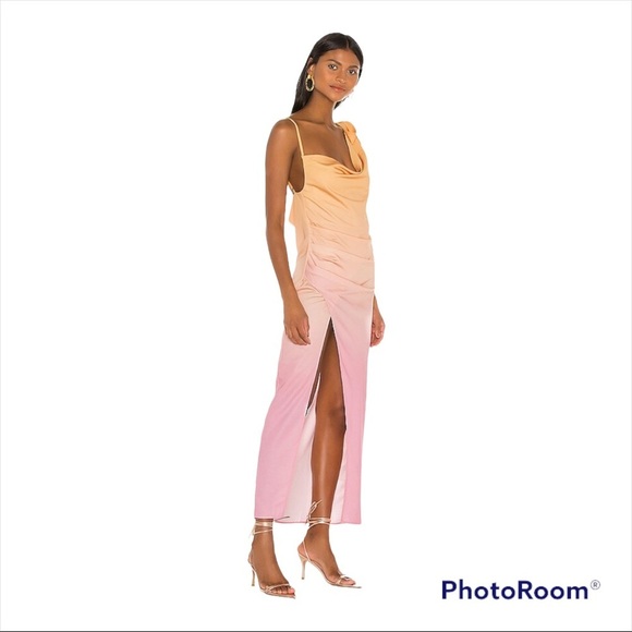 NWT LOVERS + FRIENDS Revolve Pink Orange Ombre Issadora Midi Slip Dress Small - Picture 2 of 11